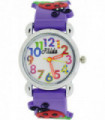 Relda Children's Big Number Analog Ladybird On Purple Silicone Strap Girl's Watch REL105