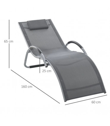 Lounger Chair Portable Armchair with Removable Pillow for Beach Yard Dark Grey