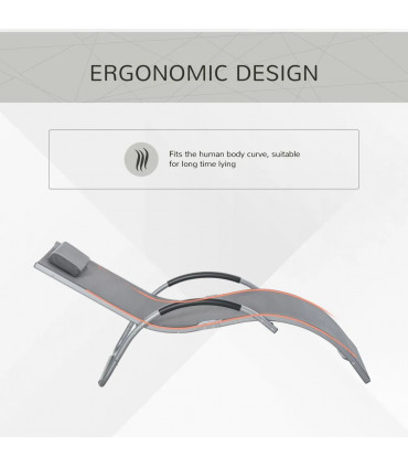 Lounger Chair Portable Armchair with Removable Pillow for Beach Yard Dark Grey