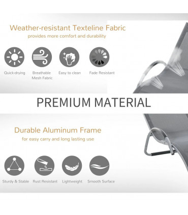 Lounger Chair Portable Armchair with Removable Pillow for Beach Yard Dark Grey