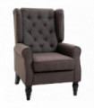 Retro Accent Chair Wingback Armchair with Wood Frame for Living Room Brown