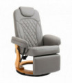 PU Recliner Lounge Chair with Footrest Headrest Wood Base for Home Office Grey
