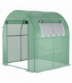 Polytunnel Greenhouse for Garden W/ Mesh Window and Steel Frame, 1.8 x 1.8 x 2 m