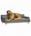 Pet Sofa for Large, Medium Dogs, with Wooden Legs Water-resistant Fabric, Grey