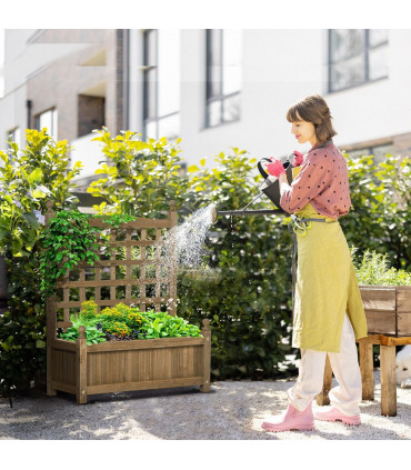 Garden Planters with Trellis for Climbing Vines Indoor Outdoor Brown