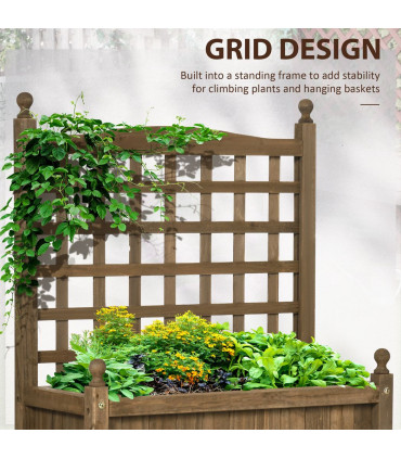 Garden Planters with Trellis for Climbing Vines Indoor Outdoor Brown