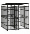 Outdoor Dog Kennel with Roof Steel 3.69 m�