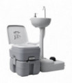 vidaXL Portable Camping Toilet and Handwash Stand Set Grey