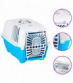 Pet Carrier White and Blue 55x36x36cm Polypropylene