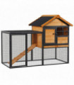 Wood-metal Rabbit Hutch Elevated Pet House Outdoor 122 x 63 x 92cm