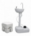 vidaXL Portable Camping Toilet and Handwash Stand Set