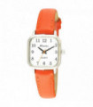 Ravel Ladies Cushion Shaped Brights Leather Strap Watch Bright Orange
