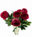 Pack of 6 x 80cm Artificial Dark Pink Peony Stem