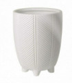 Tall Ceramic Planter Plant Pot With Feet White Stripe 15 x 15 x 19cm