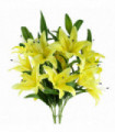 Pack of 6 x 100cm Large Yellow Lily Stem - 18 Flowers