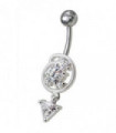 Silver Fancy Dangling Belly Navel Ring