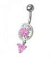 Silver Fancy Dangling Belly Navel Ring