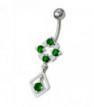 Silver Fancy Jeweled Dangling Belly Navel Ring Body Jewelry