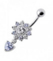 Royal Heart Stone Jeweled Dangling Navel Belly Ring