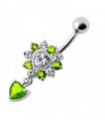 Royal Heart Stone Jeweled Dangling Navel Belly Ring