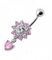 Royal Heart Stone Jeweled Dangling Navel Belly Ring