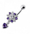 Royal Heart Stone Jeweled Dangling Navel Belly Ring