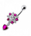 Royal Heart Stone Jeweled Dangling Navel Belly Ring