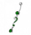 Silver Fancy Crystalline Teardrop Multi Gem Fancy Navel Ring