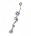 Silver Fancy Crystalline Teardrop Multi Gem Fancy Navel Ring