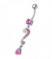 Silver Fancy Crystalline Teardrop Multi Gem Fancy Navel Ring