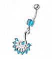 Silver Dream Catcher with Jeweled Feathers Fancy Navel Banana Bar Ring