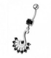 Silver Dream Catcher with Jeweled Feathers Fancy Navel Banana Bar Ring