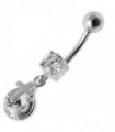 Silver Fancy  CROSS Dangling Belly Ring