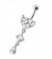 fashionable Jeweled Dangling With SS Bar Navel Body Jewelry Ring