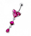 fashionable Jeweled Dangling With SS Bar Navel Body Jewelry Ring