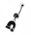 Silver Fancy  Horseshoe Dangling Belly Ring