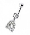 Silver Fancy  Horseshoe Dangling Belly Ring