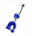 Silver Fancy  Horseshoe Dangling Belly Ring