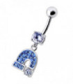 Silver Fancy  Horseshoe Dangling Belly Ring