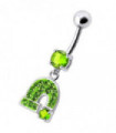 Silver Fancy  Horseshoe Dangling Belly Ring
