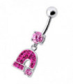 Silver Fancy  Horseshoe Dangling Belly Ring