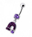 Silver Fancy  Horseshoe Dangling Belly Ring