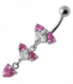 Silver Fancy Studded Jeweled Dangling Belly Ring