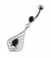 Tear Shape Cut out with Tear Gem Navel Belly Button Piercing