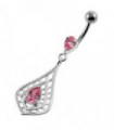 Tear Shape Cut out with Tear Gem Navel Belly Button Piercing