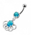 Rings around the Round Stone Navel Belly Button Piercing