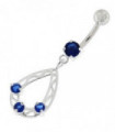 Oval Shape with Triple Stone Jeweled Belly Ring