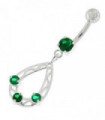 Oval Shape with Triple Stone Jeweled Belly Ring