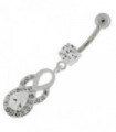 Tear Drop CZ with Fusion Infinity Dangling Navel Belly Button Ring