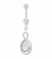 Tear Drop CZ with Fusion Infinity Dangling Belly Button Ring